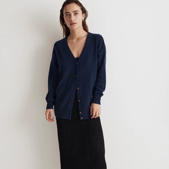 NWOT Madewell V-Neck Relaxed Cardigan heather indigo - Picture 1 of 7
